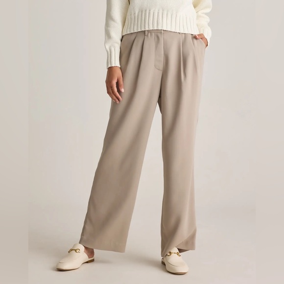 Quince Pants - QUINCE women’s Stretch Crepe Pleated Wide Leg Pants